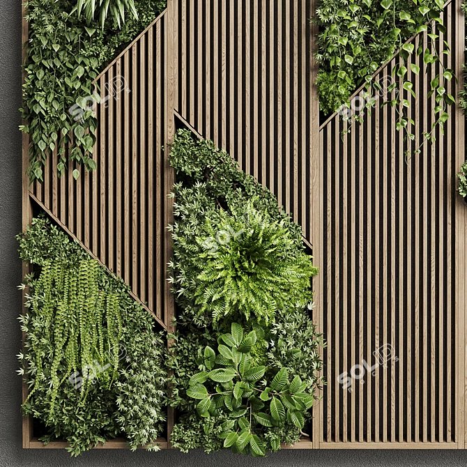 Wooden Frame Vertical Garden 3D model image 5