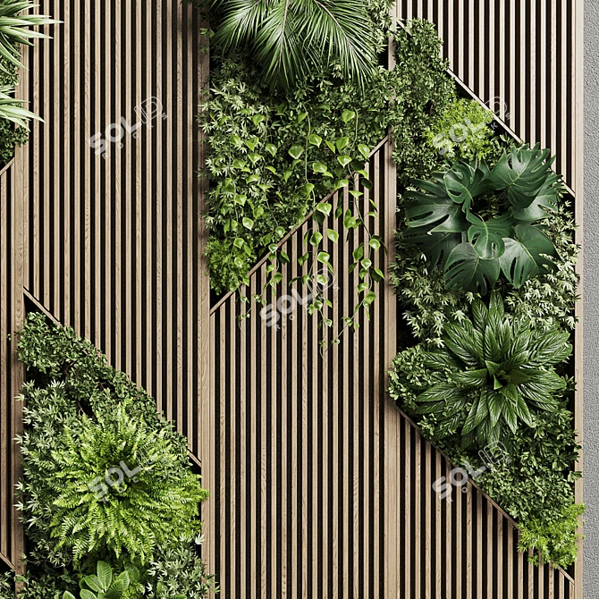 Wooden Frame Vertical Garden 3D model image 6