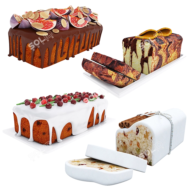 Fruit Berry Cake Set Collection 3D model image 1