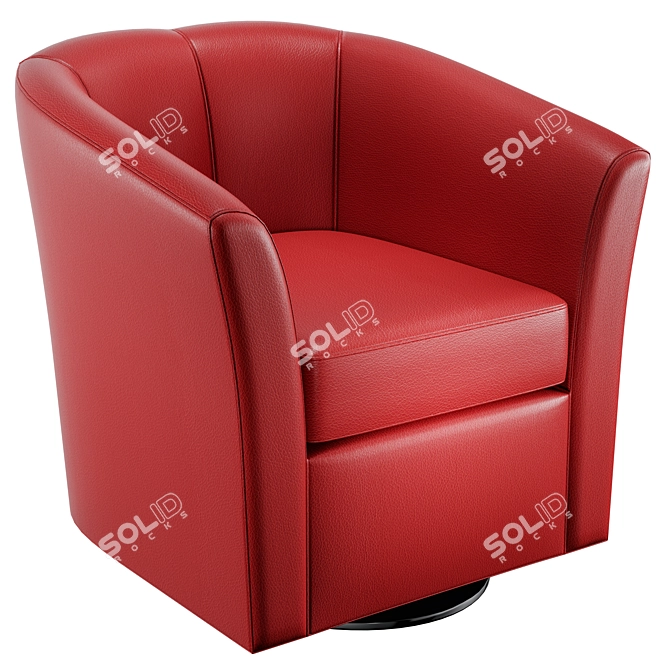 Luxury Red Leather Swivel Chair 3D model image 1