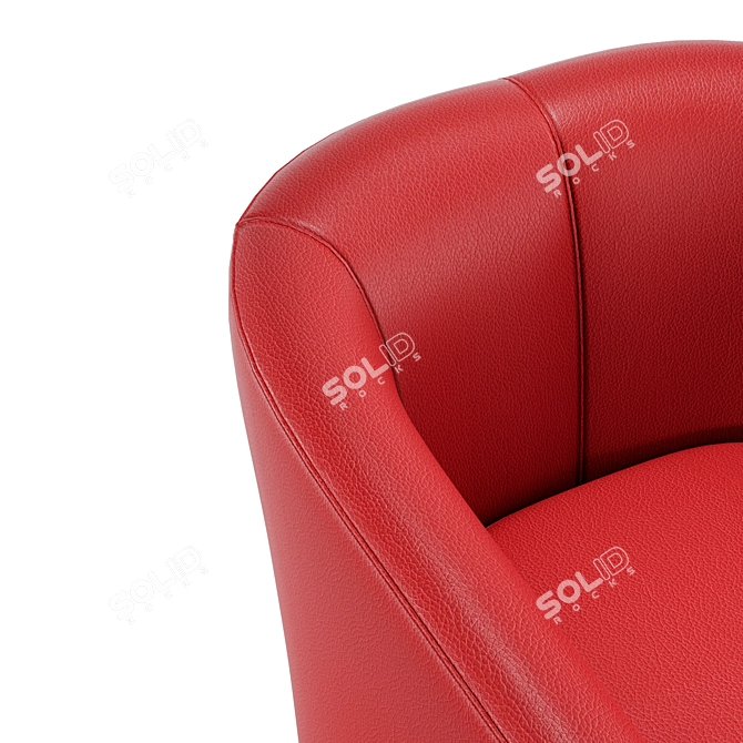 Luxury Red Leather Swivel Chair 3D model image 2