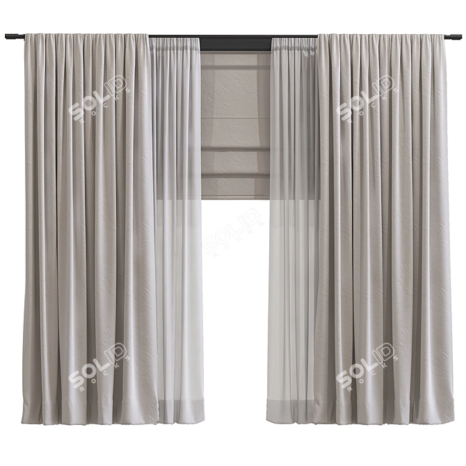 Origami Curtain Redesign 3D model image 1