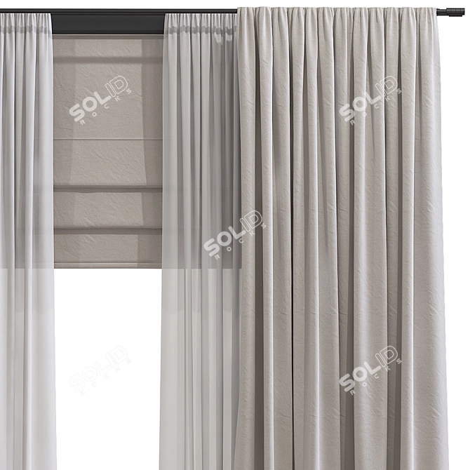 Origami Curtain Redesign 3D model image 3