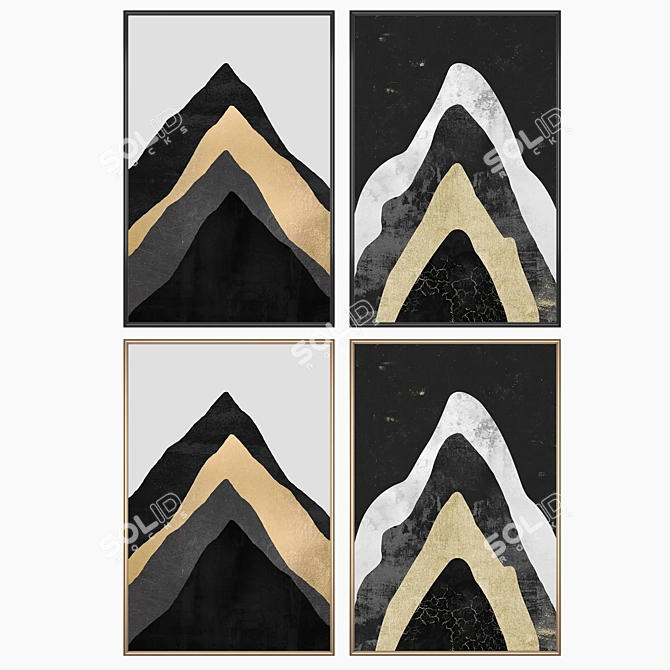 2 Paintings with 4 Frames 3D model image 2