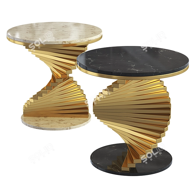 Modern Black Gold Marble Side Table 3D model image 1