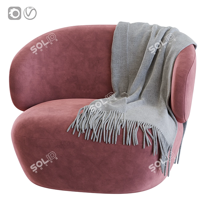 Modern Accent Armchair, White Boucle 3D model image 4