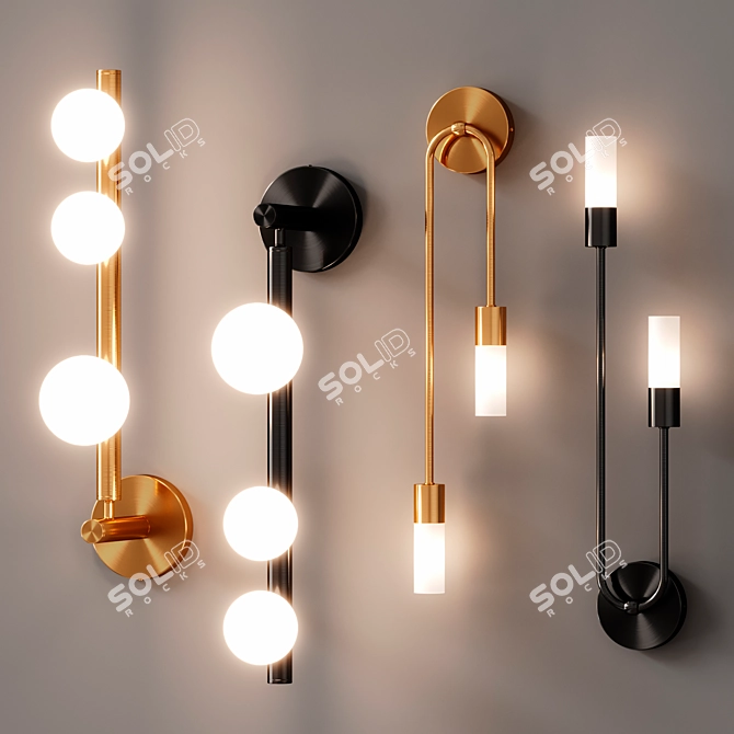 Elegant Wall Lamp Set 3D model image 2