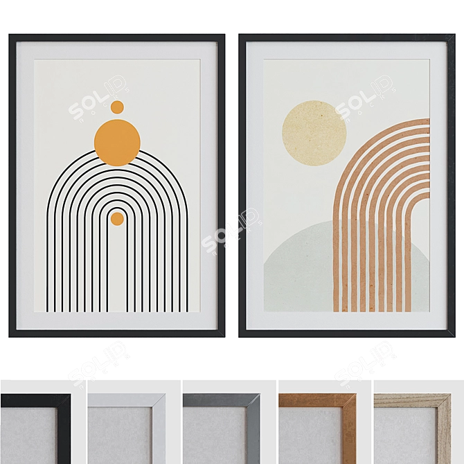 Abstract Modern Picture Frame Set 3D model image 1