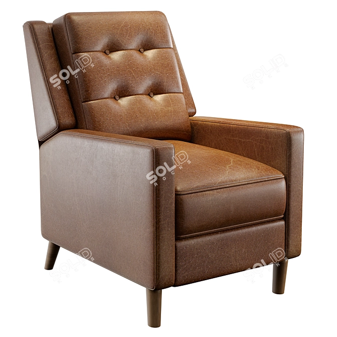 Mid-Century Leather Recliner - Camel 3D model image 1