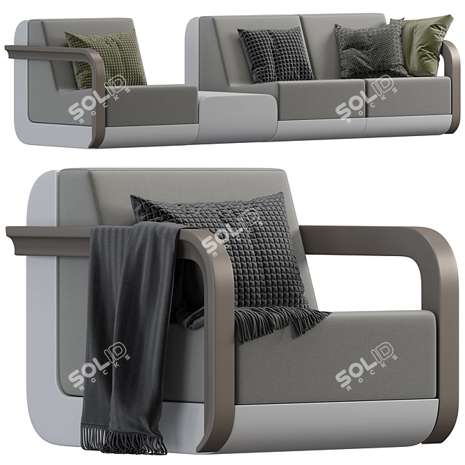 Elegant Plust and Fabric Armchair 3D model image 1