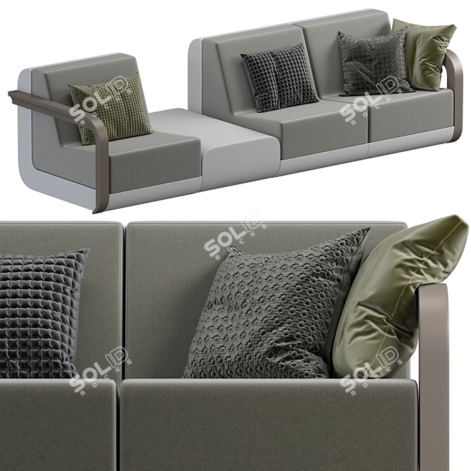 Elegant Plust and Fabric Armchair 3D model image 3