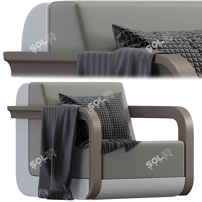 Elegant Plust and Fabric Armchair 3D model image 8