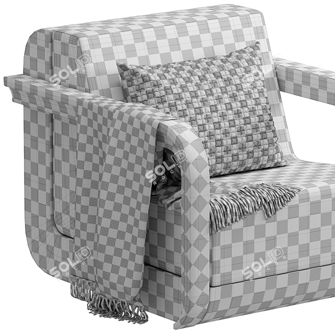 Elegant Plust and Fabric Armchair 3D model image 12