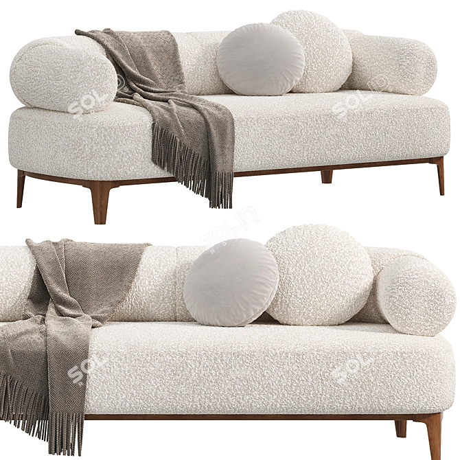 Boucle Upholstered Contemporary Sofa 3D model image 3