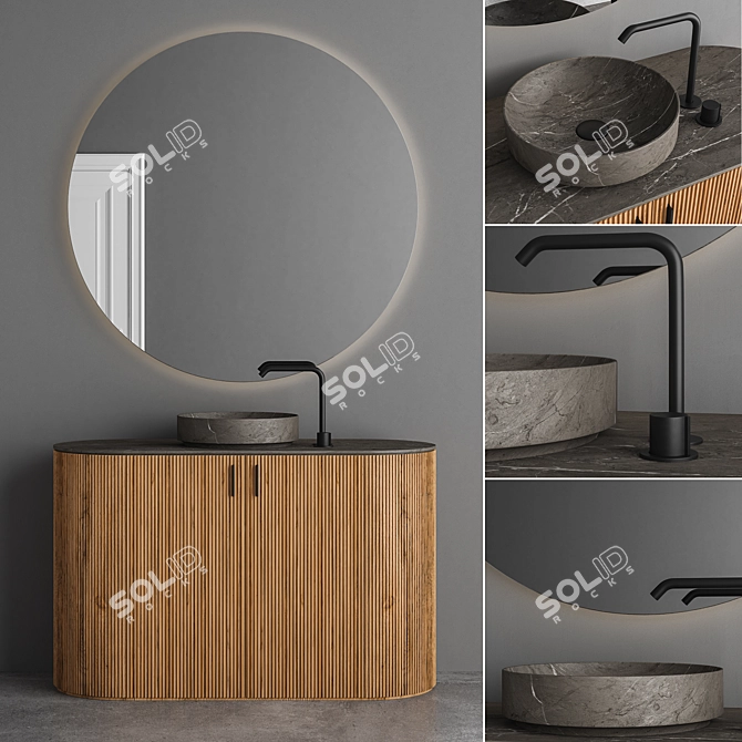 Inbani Grate Round Vanity Unit 3D model image 1