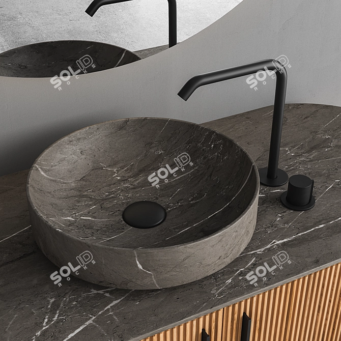 Inbani Grate Round Vanity Unit 3D model image 2