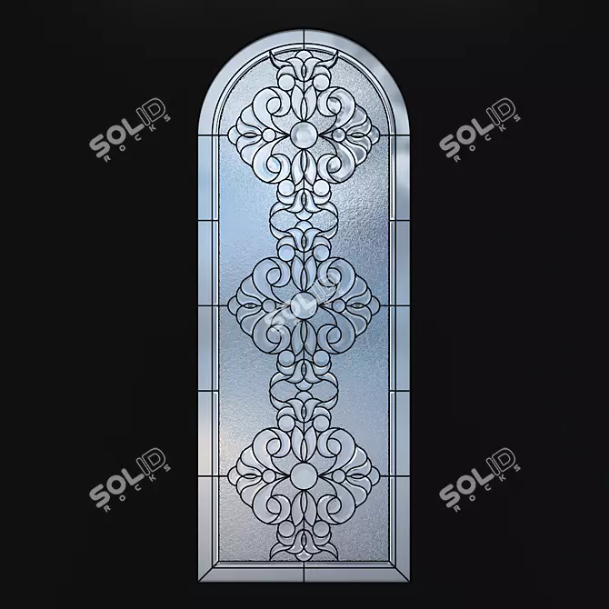 Stained Glass Arched Window 3D model image 1