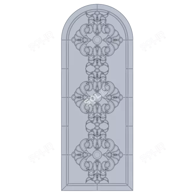 Stained Glass Arched Window 3D model image 3