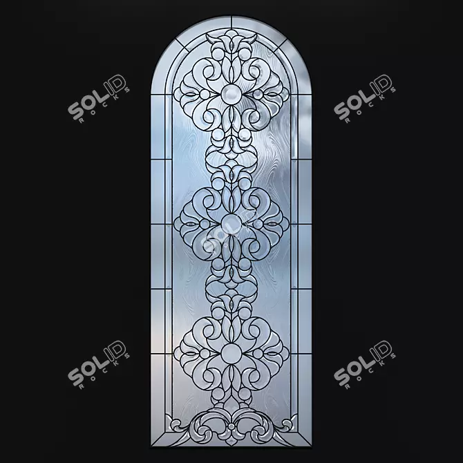 Elegant Arched Stained-Glass Window 3D model image 1