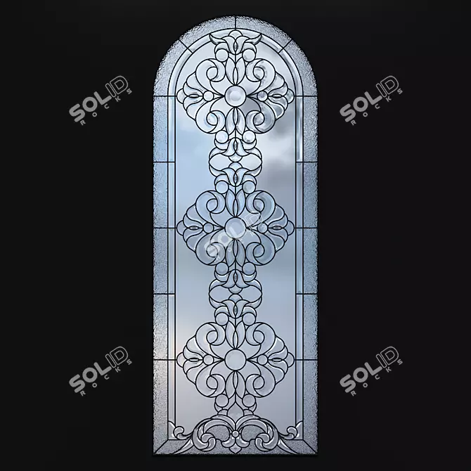 Elegant Arched Stained-Glass Window 3D model image 2