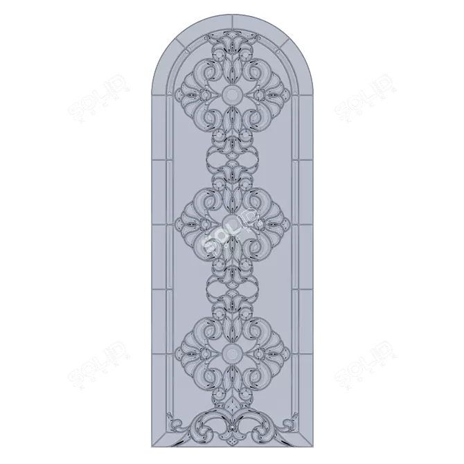 Elegant Arched Stained-Glass Window 3D model image 3