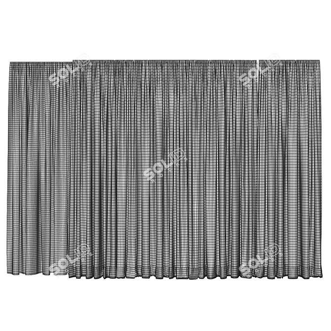 Modern Curtains Set 3D Model 3D model image 6