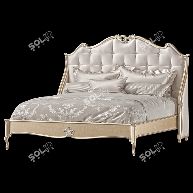 Elegant Italian Winged Bed Design 3D model image 1