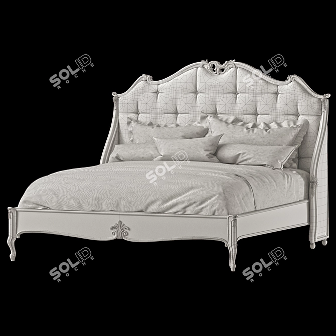 Elegant Italian Winged Bed Design 3D model image 2
