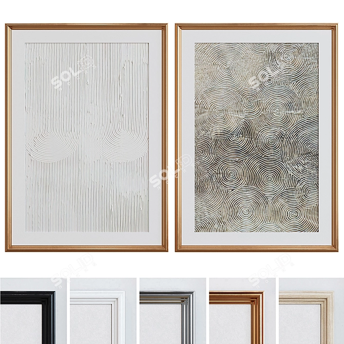 Modern Abstract Picture Frame Set 3D model image 1