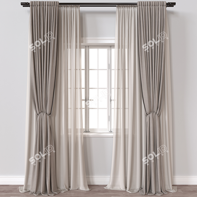 Luxury Curtain 3D Model 3D model image 1