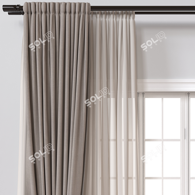 Luxury Curtain 3D Model 3D model image 2