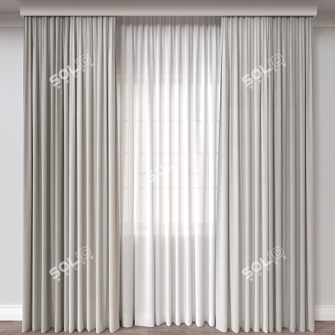 High Detailed Curtain 3D Model 3D model image 1