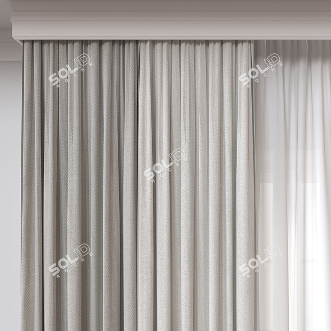 High Detailed Curtain 3D Model 3D model image 3