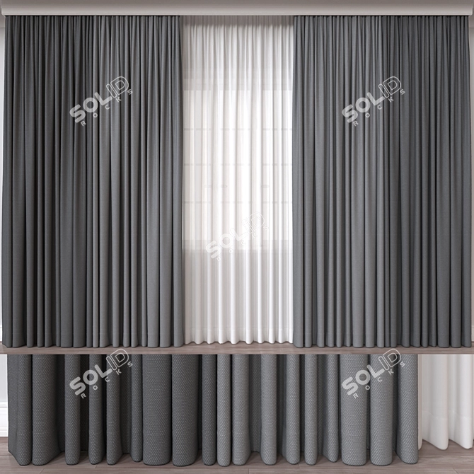 Multi-Format 3D Curtain Render Outputs 3D model image 1