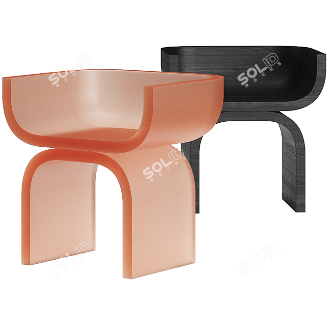 Sculpted Wood Resin Chair 64cm 3D model image 5