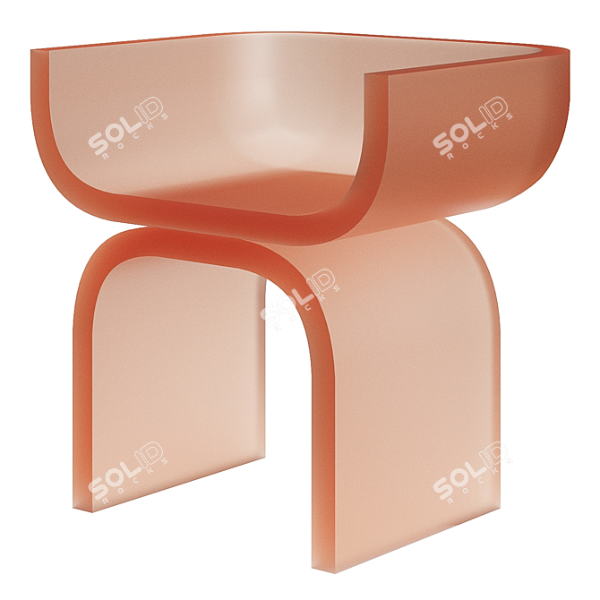 Sculpted Wood Resin Chair 64cm 3D model image 6