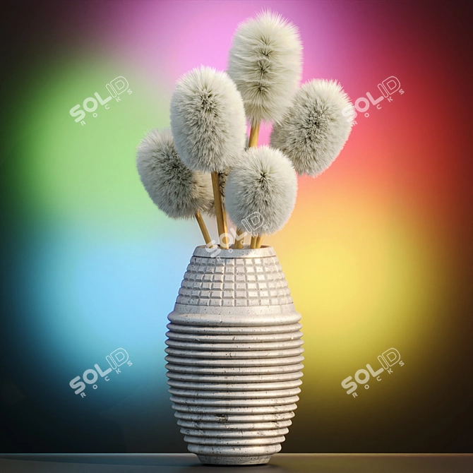 Fluffy Plants in Pot Collection 3D model image 2