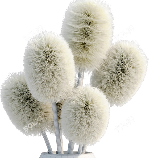 Fluffy Plants in Pot Collection 3D model image 5