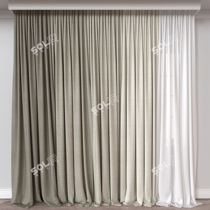 Versatile 3D Curtain Model 3D model image 1