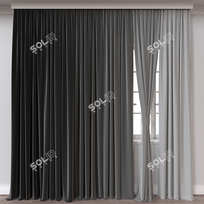 Modern Curtain 3D Model 3D model image 1