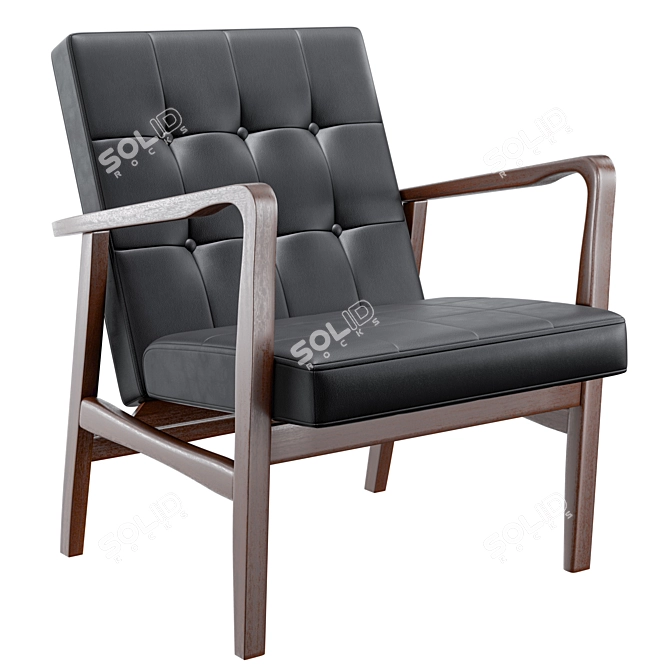 Mid-Century Leather Club Chair 3D model image 1