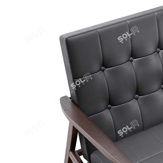 Mid-Century Leather Club Chair 3D model image 2