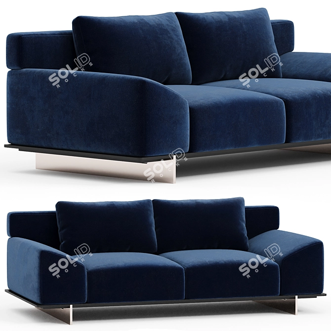 Elegant IPANEMA 2-Seater Fabric Sofa 3D model image 2