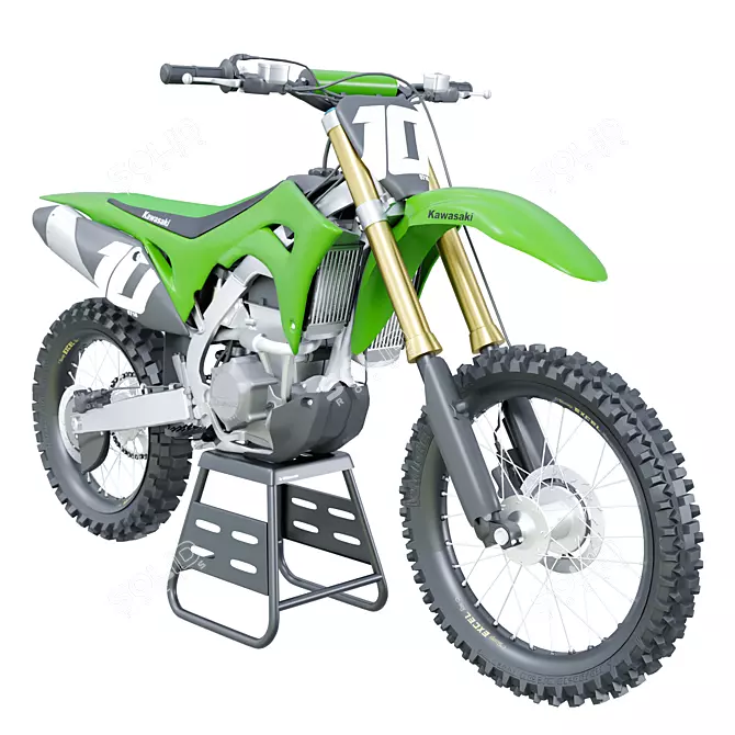 Kawasaki Motorcycle on Stand 3D model image 1