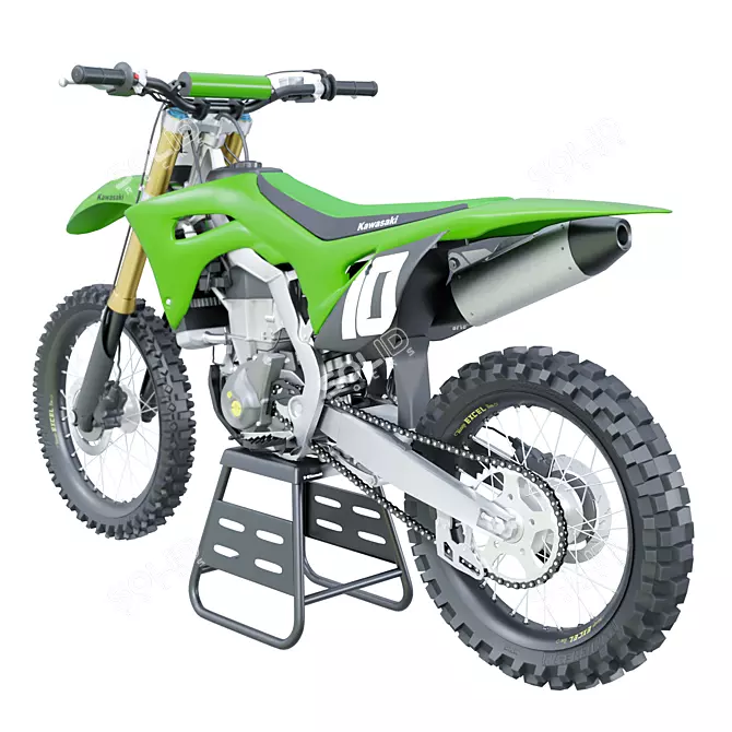 Kawasaki Motorcycle on Stand 3D model image 2