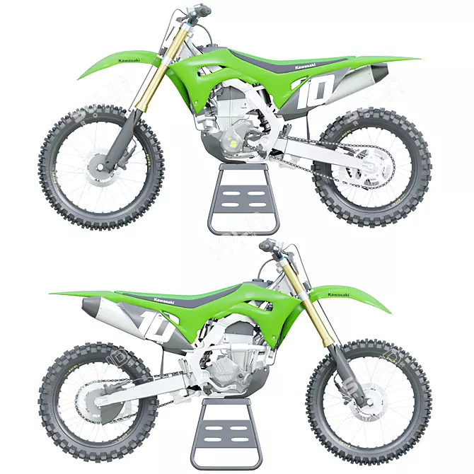 Kawasaki Motorcycle on Stand 3D model image 3