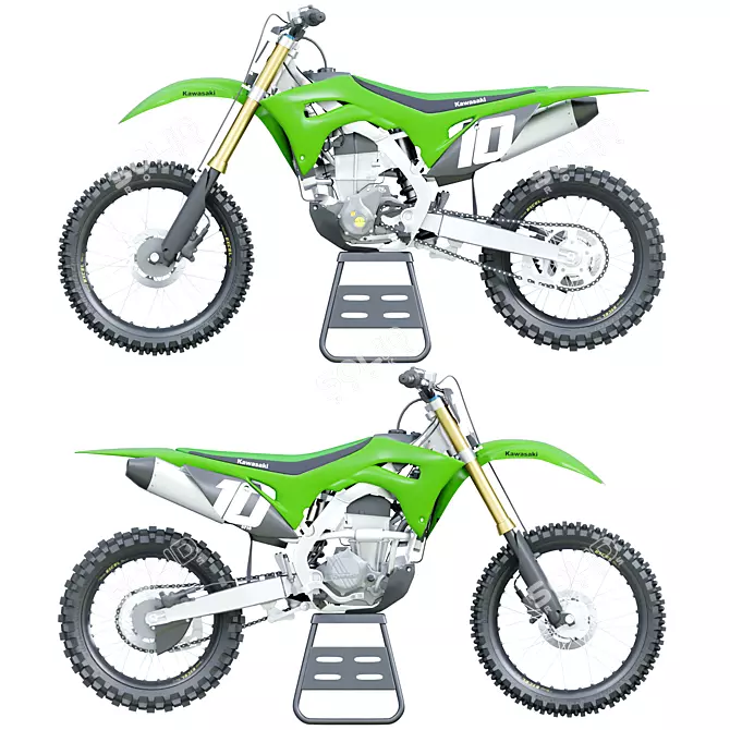 Kawasaki Motorcycle on Stand 3D model image 8