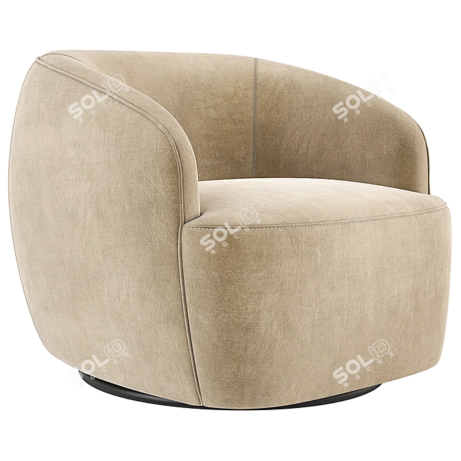 CB2 Gwyneth Swivel Chair | Modern Velvet Elegance 3D model image 1