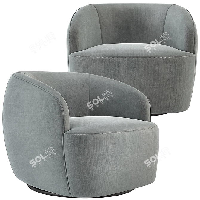 CB2 Gwyneth Swivel Chair | Modern Velvet Elegance 3D model image 5