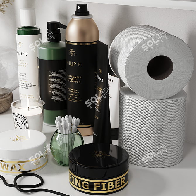 Chic Bathroom Accessory Set 3D model image 3